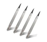 Ohamtes Lot de 4 pinces à épiler pointues interchangeables ESD-259, pinces antistatiques, pinces en acier inoxydable, emballage en carton, convient pour PCB, entretien des produits électroniques,