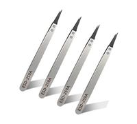 Ohamtes Lot de 4 pinces à épiler pointues interchangeables ESD-259A, pinces antistatiques, pinces en acier inoxydable, emballage en carton, convient pour PCB, entretien de produits électroniques,