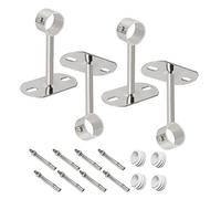 Ohamtes Lot de 4 supports de fixation pour tringle à vêtements ID25 mm x 100 mm - Pour tringle à rideau de douche ou placard - Convient pour montage au plafond ou au mur