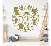 Ohana Means Family Sticker mural pour enfant Motif Lilo et Stitch Doré