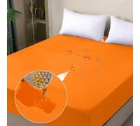 Ohano Protège-matelas imperméable 200x200 cm, Housse de matelas imperméable et respirante, Protection contre les fuites, Protège-lit pour toutes les saisons - Orange