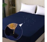 ohano Protège-matelas imperméable, 90 x 200 cm, Drap-housse, Housse de matelas imperméable et respirante, alèse pour incontinence, protection contre l'humidité, pour toutes les saisons, bleu foncé