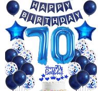 Ohaoduo Ballon 70 ans anniversaire Décoration homme bleu Décoration gâteau 70 ans anniversaire homme bleu Déco 70 ans anniversaire homme Ballon anniversaire Décoration 70 ans homme garcon