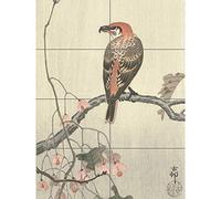 Ohara Koson Crossbill On Tree Branch Japanese XL Giant Panel Poster (8 Sections) Traverser Arbre Japonais Affiche