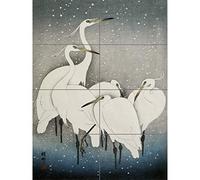 Ohara Koson Group Of Egrets Japanese Painting XL Giant Panel Poster (8 Sections) Groupe Japonais La peinture Affiche
