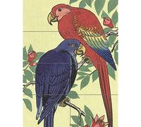 Ohara Koson Red And Blue Parrot Japanese Painting XL Giant Panel Poster (8 Sections) Bleu Perroquet Japonais La peinture Affiche