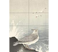 Ohara Koson Seagull On Rock Japanese Painting XL Giant Panel Poster (8 Sections) Roche Japonais La peinture Affiche