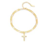 OHAYOO Bracelet en argent sterling 925 plaqué or 14 carats avec croix/étoile de David/Fatima/nœud de sorcière pour femme, fille, mère, 22 cm, Argent sterling