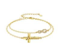 OHAYOO Bracelet en forme de croix en or pour femme en argent sterling 925 avec croix et symbole de l'infini - Cadeau pour femme et maman