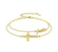 OHAYOO Bracelet en forme de croix en or pour femme en argent sterling 925 - Cadeau pour femme et maman