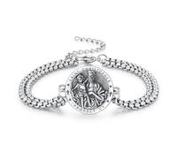 OHAYOO Bracelet Saint Christophe en argent sterling 925 - Protecteur religieux - Bracelet médaille réglable - Amulette - Cadeau pour homme et femme
