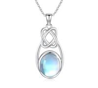 OHAYOO Chaîne en argent sterling 925 avec pendentif en forme de goutte d'eau en pierre de lune - Nœud celtique - Bijou celtique pour femme et fille, Argent sterling
