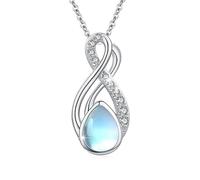 OHAYOO Chaîne infinie en pierre de lune pour femme - Argent sterling 925 - Pendentif infini - Bijou arc-en-ciel - Cadeau infini pour femme, Argent sterling