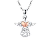 OHAYOO Collier ange gardien pour femme en argent sterling 925 avec pendentif en forme d'ange gardien - Cadeau pour femme, fille, mère, 24 mm * 24 mm, Argent sterling