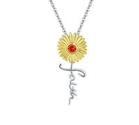 OHAYOO Collier croix en argent sterling 925 avec foi en forme de marguerite - Cadeau pour femme, Argent sterling