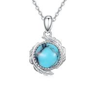 OHAYOO Collier sarment / lotus / feuille pour femme en argent sterling 925 avec pendentif en pierre de lune arc-en-ciel - Bijoux pour femme et fille, Argent sterling