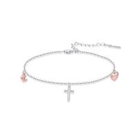 OHAYOO Croix et bracelet pour femme en argent sterling 925 - Foi, amour, espoir, cœur, ancre - Bijoux cadeaux pour femme
