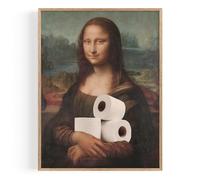OHBIMBA® Cuadro Baño Laminas Decorativas Pared Pintura Mona Lisa Para cuadros decorativos Poster y lienzos decoracion hogar Lavabo Bide