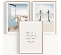 OHBIMBA® Lot de 3 Tableau Decoration Murale Affiche Décoration Chambre Maison Cousine - Poster Mural Tableaux Déco Boho Salon - Posters Plage Maritime Sans Cadre - 3 Tableau en Taille 50 x 70 cm