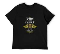 OHD Lord of Drinks T-Shirt Rule Them All Beer Oktoberfest Short Sleeve Top Graphic Tee Printed T-Shirt for Men Black L S