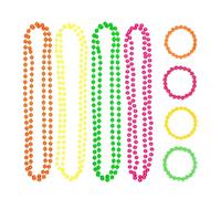 OHEETU Neno Lot de 8 colliers et bracelets en perles multicolores en plastique pour fête rétro Accessoires de costume 80 ans