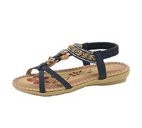 Ohemian Sandales orthopédiques décontractées pour femme Sandales à lèvres avec sangle élastique à la cheville Sandales de plage String Perles Large Largeur Bout ouvert Tongs plates confortables pour