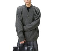 OHERUWKLS Cardigan Tricoté Pour Hommes Style Old Money D'hiver Avec Patte De Boutonnage Diagonale,Dark gray,L