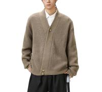 OHERUWKLS Cardigan Tricoté Pour Hommes Style Old Money D'hiver Avec Patte De Boutonnage Diagonale,Marron,M