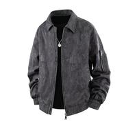 OHERUWKLS Manteau En Jean Zippé Pour Hommes Grande Taille Printemps Et Automne Coupe Ample Délavage Décontracté Vêtement De Travail,Noir,3XL