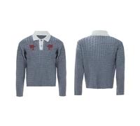 OHERUWKLS Pull-Over Pour Hommes Vintage À Boutons, Col En Tricot, Couleurs Contrastantes Et Sequins,Gris,XL