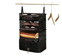OHERUWKLS Travel Essentials Carry-on Cubes d'emballage Suspendus Pliables pour Valise Grande Capacité Économiseur D'Espace,Noir