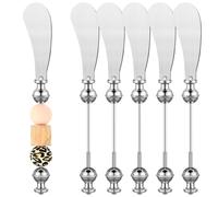 Ohewiiuk 6 Pièces Couteaux à Épandeur de Fromage DIY Couteaux à Épandeur de Beurre Décoratifs en Perles Couteaux à Fromage en Acier Inoxydable Couteaux à Beurre