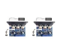 Ohewiiuk Lot de 2 cartes d'amplification numérique BT5.0 2.1 canaux + câble AUX + télécommande 2 x 25 W + 50 W Subwoofer D-Amplificateur DC 12-20 V