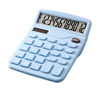 ohfruit Calculatrice d'affichage numérique à 12 chiffres, bouton sensible à grand écran, batterie AAA/solaire, double alimentation, calculatrice commune pour bureau, maison, école - Bleu clair
