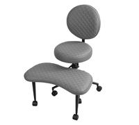 ohfruit Chaise de bureau à pieds croisés avec roulettes, siège de méditation avec soutien dorsal, tabouret de bureau à genoux réglable en hauteur, repose-pieds rotatif pour la maison, le yoga - Gris