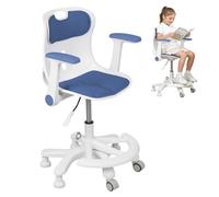 ohfruit Chaise d'étude Ergonomique pivotante pour Enfants - Hauteur réglable, Soutien Lombaire, Dossier en Maille, idéale pour l'école ou Le Bureau à Domicile Bleu