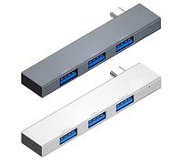 ohfruit Hub USB C à 3 ports USB C vers USB 3.0 avec adaptateur USB C vers USB (USB 2.0), adaptateur USB C multiport USB 2/3.0 hub adaptateur blanc argenté