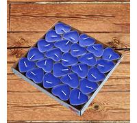 ohfruit Lot de 50 bougies rondes en forme de cœur, sans fumée pour décoration de table de mariage, Saint-Valentin, anniversaire, Halloween, Noël, en forme de cœur bleu