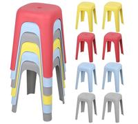 ohfruit Lot de 8 tabourets empilables en plastique de 43,2 cm, chaises gigognes sans dossier pour salle de classe, maison, fête, bureau, école, adultes, capacité de 150 kg, facile à nettoyer