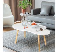 ohfruit Petite table basse 100 x 50 x 41,5 cm, table basse moderne en forme de nuage pour salon, chambre à coucher, bureau, table basse minimaliste blanche