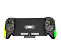 ohfruit Poignée de jeu Switch - Manette de jeu pour mode portatif - Poignée en ligne avec gyroscope 6 axes, double moteur de vibration, compatible avec tous les jeux de Switch jaune vert