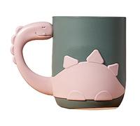 ohfruit Tasse de bain de bouche de 450 ml avec poignée en polypropylène incassable pour brosse à dents à large bouche, brossage des dents, tasse de rangement de dessin animé dinosaure pour enfants,