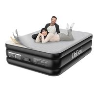 OhGeni Matelas gonflable Queen avec pompe intégrée, lit gonflable surélevé de 45,7 cm, décoration en mousse de soie pour un confort supérieur, matelas gonflable pour la maison