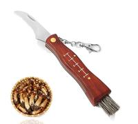 Ohh-nanjoo Couteau à Champignons Et De Jardin Pliant -Couteau à Champignons Avec Brosse, Poil De Sanglier- Coutea mycologique Multifonctions Pour Ramasser Champignons Et Cèpes, Poils De Sanglier
