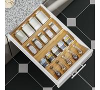 OHHLIHOME Lot de 4 organiseurs de tiroir à épices en bambou - 33 x 11,9 x 4,1 cm - Insert de tiroir pour pots à épices - Organiseur d'assaisonnement pour tiroirs/comptoir (bocaux non inclus)