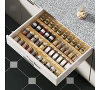 OHHLIHOME Lot de 8 organiseurs de tiroir à épices en bambou - 33 x 11,9 x 4,1 cm - Insert de tiroir pour pots à épices - Organiseur d'assaisonnement pour tiroirs/comptoir (bocaux non inclus)