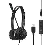 OHHXGK Casque USB avec Micro, 3.5mm Casque PC Stéréo Filaire avec Anti-Bruit et Contrôle de Volume, Casque Téléphone pour Skype/Centre d'appels/Conférences Téléphoniques/Chat en Ligne
