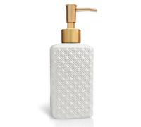 ohihuw Distributeur de Savon doré en céramique avec Pompe en Relief raffiné et Vintage, décoration d'intérieur pour Salle de Bain ou Cuisine (Blanc)