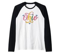 Ohio Butterfly Script Cute Girl State Pride Womens & Kids Manche Raglan