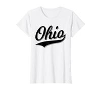 Ohio Oh Sports Drapeau avec Texte incurvé Cleveland Akron T-Shirt Graphique avec Valeur